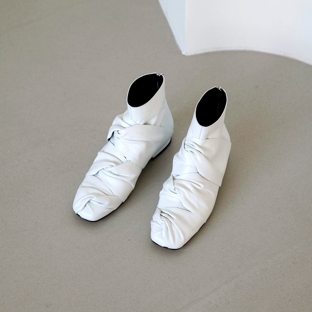 3 knotted ankle boots_White