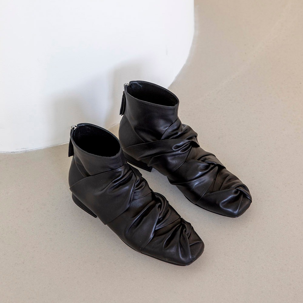 3 knotted ankle boots_Black